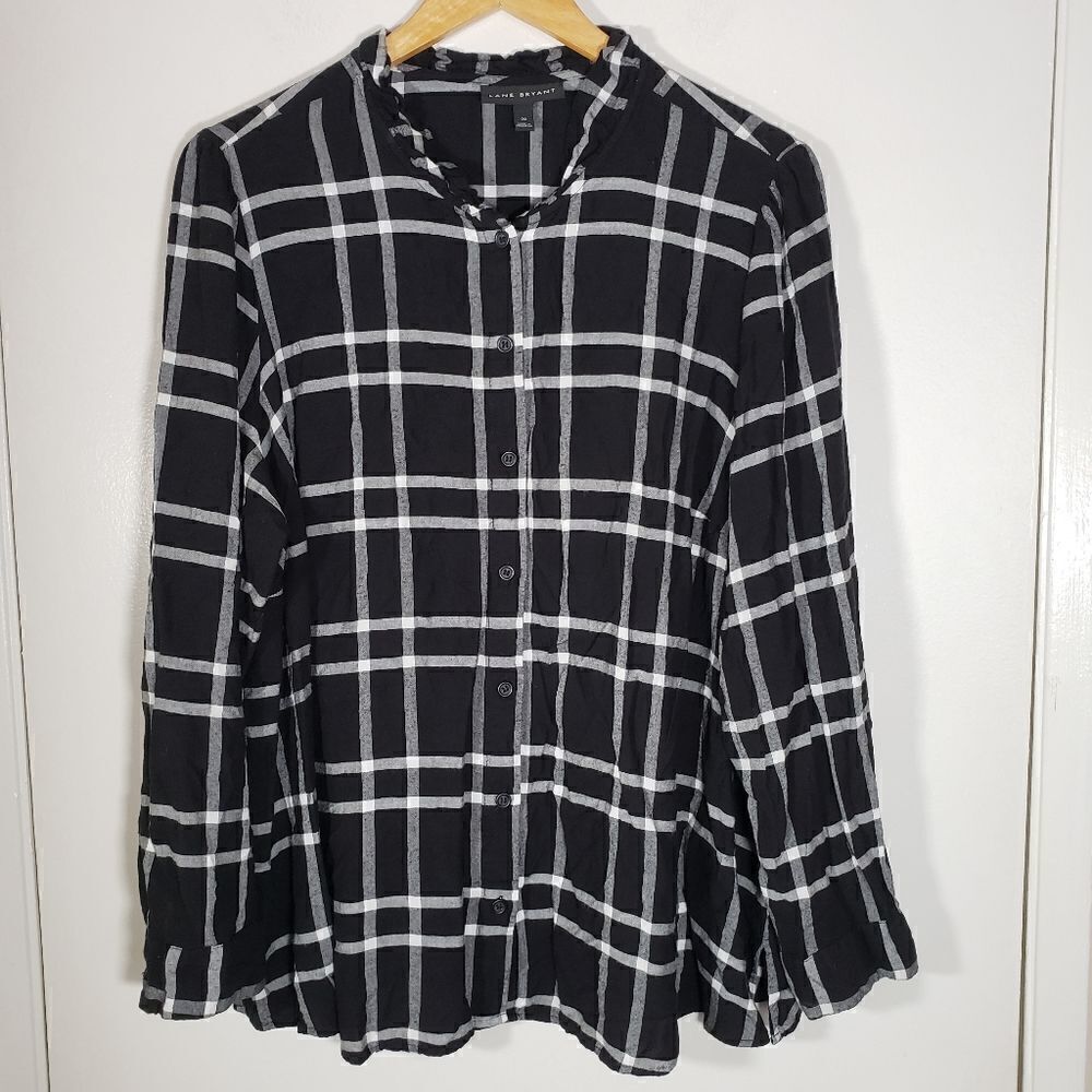 Lane Bryant Fall Winter Plaid Long Sleeve Button Up Flannel Size 20
